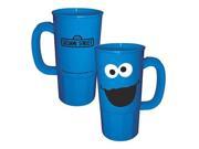 Plastic Stein Cup Sesame Street Cookie Monser Face 22oz Mug New 06752