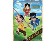 Wall Scroll One Piece New Ace Luffy Sabo as Kids Anime Fabric Art ge60261