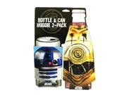 Can Huggers Star Wars Droids Bottle R2D2 C3PO 2 Pack New Koozie 14011