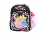 Mini Backpack Disney Princess w Water Bottle Black New School Bag 35395