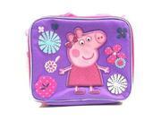 Lunch Bag Peppa Pig w Flowers Purple Kids Girls Licensed New 118338