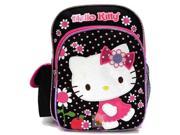 Mini Backpack Hello Kitty Flowers Black Pink 10 New 05284