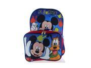 Backpack Disney Mickey Mouse Blue w Lunch Boys Bag School Bag 055041
