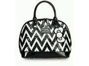 Hand Bag Hello Kitty Black and White Chevron shiny patent w embossed detail