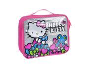 Lunch Bag Hello Kitty Hearts Bows Silver Kit Case New 851368