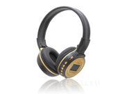 DWO N65 Over Ear Headphone with noise cancelling FM radio Earphones Wireless Headphone With LCD Screen Digital Headset [Golden]