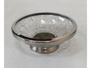 5 x3 Trident Oval Crackle Glass Soap Dish with Stainless Steel edge and base