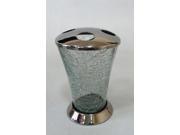 3.5 x5 Classic Crackle Glass Toothbrush Holder with Stainless Steel Half Moon opening.