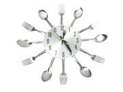 Modern Stainless Steel Knife Fork Wall Clock Analog for Home Office