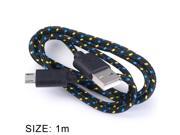 Colorful Round Nylon Fabric Braided Data Sync Charging Cable Micro USB to USB for Android Smartphones Samsung HTC Nokia Sony Blackberry etc. 1 Meter