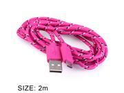 Colorful Round Nylon Fabric Braided Micro USB Data Cable for Data Connection and Charging 2 Meters For Android Smartphones