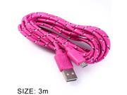 Colorful Round Nylon Fabric Braided Micro USB Data Cable for Data Connection and Charging 3 Meters For Android Smartphones