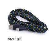 Colorful Round Nylon Fabric Braided Micro USB Data Cable for Data Connection and Charging 3 Meters For Android Smartphones