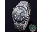 Imported Movtz Double Times Watch Cold Light Alarm Stopwatch Round Dial Alloy Watchband For Men