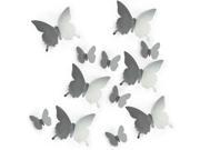 DIY Mirror like 3D Butterfly Wall Stickers Mirror Art Decal PVC Paper for Home Showcase 12Pcs
