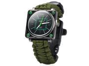Paracord Outdoor Watch with Survival Compass Whistle Fire Starter Watchband Bracelet
