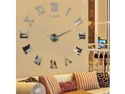 Large Wall Clock 3D Mirror Sticker Metal Big Watches Roman Numeral Scales Home Decor