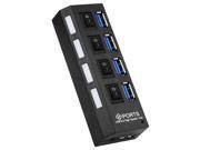 4 Ports USB 3.0 Hub with Individual Power Switches LED Light