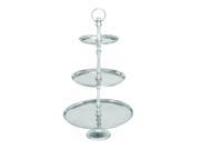 Three Tier Aluminum Tray With Round Base And Functional Design by Benzara