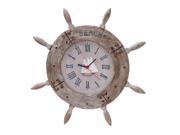 Wood Ship Wheel Clock 20 D Nautical Maritime Decor 38759