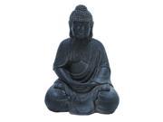 Fiber Stone Buddha With Elegant Detailing In Black Color by Benzara