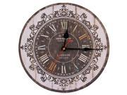 Silent Round Decorative Vintage Style Wooden Wall Clock