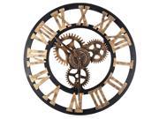 17.7 Inch Oversized 3D Decorative Wall Clock Retro Art Gear Roman Numerals Design