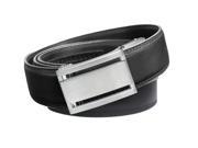 VinicioBelt Manhattan Brushed Silver Buckle w Automatic Ratchet Leather Belt 38 39 Black