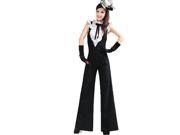 Women Black Wide Leg Siamese Trousers Suspenders Vest Jumpsuit Playsuits