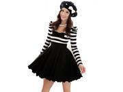 KMFEIL Lady Lovely Sweet Puff Long Sleeve Dolly Bow Stripes Dress