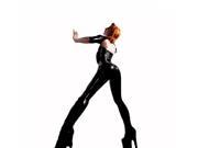 KMFEIL Catwoman Wet look Catsuit Black Sexy PVC Faux Leather Jumpsuits Gothic Clubwear