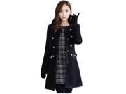 KMFEIL Womens Winter Jacket Slim Wool Coat Removable Fur Collar Overcoat
