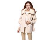 KMFEIL Woolen Winter Coat Lady Cashmere Oversized Fur Collar Coat