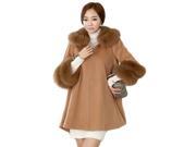 KMFEIL Women s Winter Coat Big Fur Collar Bat Sleeve Woolen Cape Jacket