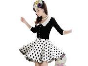 KMFEIL Ladies Fashion Polka Dot Empire Waist Pleated Skirt Mini Tutu