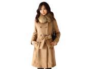 KMFEIL Korean Women s Winter True Fur Collar Cashmere Coat Slim Jacket