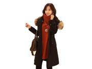 KMFEIL Korean Women s Winter True Fur Collar Cashmere Coat Slim Jacket