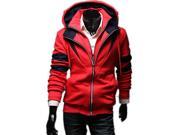 KMFEIL Men Fashion Hoodies Front Dounle Zippers Long Sleeve Sport Winter Jacket
