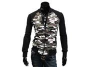 KMFEIL Men Camouflage Pattern Stand Collar Fornt Zipper Winter Outwear Coat