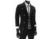 KMFEIL Men Fashion Double Breasted Button Korean Slimming Formal Place Coat