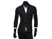 KMFEIL Men Slimming Stand Collar Breasted Buttons Long Sleeve Coat