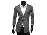 KMFEIL Men Slimming Long Sleeve Fashion Two Buttons Deep V Neck Coat