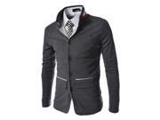 KMFEIL Men Fashion Single Row Buttons Long Sleeve Stand Collar Jacket