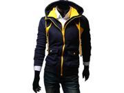KMFEIL Men Fashion Cotton Blend Double Zippers Front Hoodies Sport Jacket