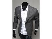 KMFEIL Men s Korean Fashion Long Sleeve Button Front Causal Suit Jacket