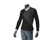 KMFEIL Men Fashion Triangle Pattern Slimming Round Neck Pullover Sweaters