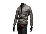 KMFEIL Men Hansome Motorcycle Faux Leather Winter Jacket