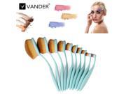 Vander 10Pcs Fashion Toothbrush Beauty Eye Face Shaped Oval Makeup Brushes Set Kit