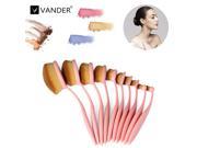 Vander 10Pcs Fashion Toothbrush Beauty Eye Face Shaped Oval Makeup Brushes Set Kit