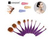 Vander 10Pcs Fashion Toothbrush Beauty Eye Face Shaped Oval Makeup Brushes Set Kit